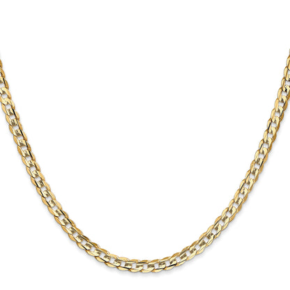 24 Inch 14K Yellow Gold 3.8mm Open Concave Curb Chain Necklace