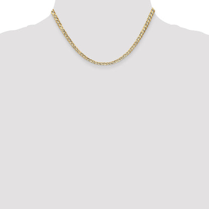16 Inch 14K Yellow Gold 3.8mm Open Concave Curb Chain Necklace