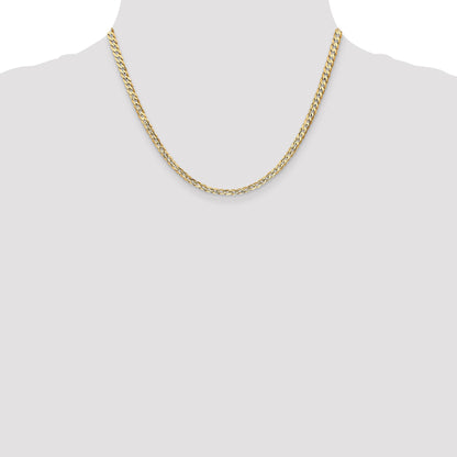 18 Inch 14K Yellow Gold 3.8mm Open Concave Curb Chain Necklace