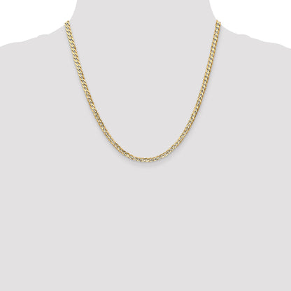 2 Inch 14K Yellow Gold 3.8mm Open Concave Curb Chain Necklace