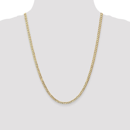 24 Inch 14K Yellow Gold 3.8mm Open Concave Curb Chain Necklace