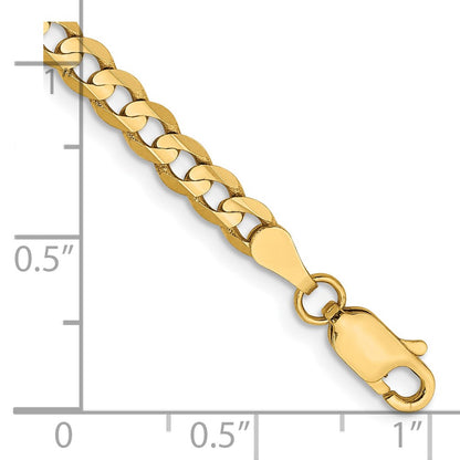 7 Inch 14K Yellow Gold 3.8mm Open Concave Curb Chain Bracelet