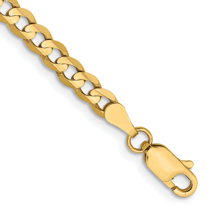 8 Inch 14K Yellow Gold 3.8mm Open Concave Curb Chain Bracelet