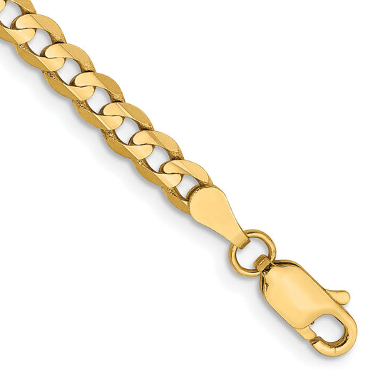 8 Inch 14K Yellow Gold 3.8mm Open Concave Curb Chain Bracelet