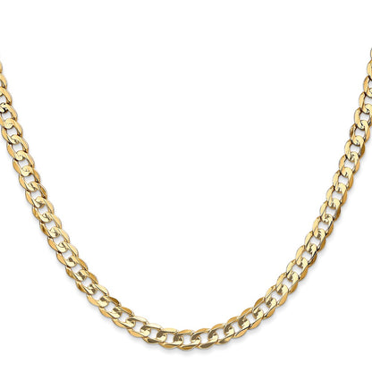 16 Inch 14K Yellow Gold 4.5mm Open Concave Curb Chain Necklace