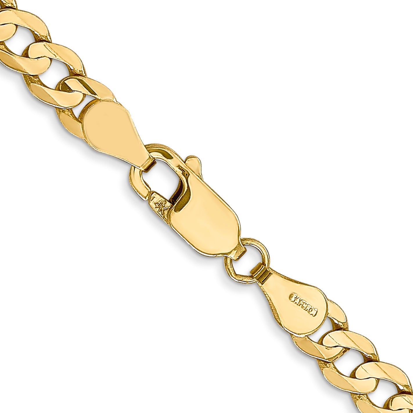24 Inch 14K Yellow Gold 4.5mm Open Concave Curb Chain Necklace