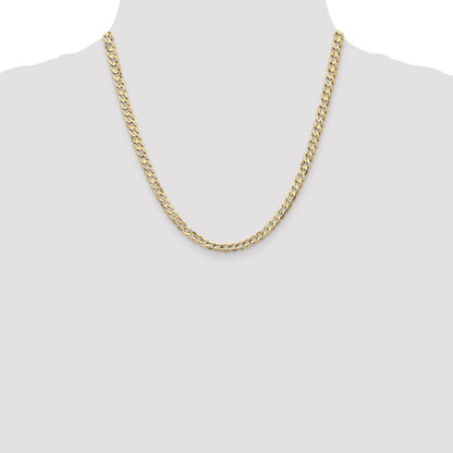 2 Inch 14K Yellow Gold 4.5mm Open Concave Curb Chain Necklace
