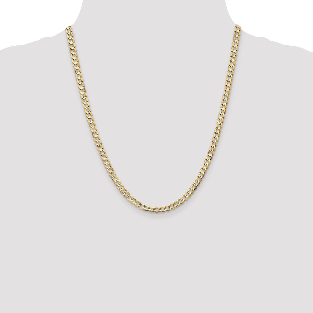 22 Inch 14K Yellow Gold 4.5mm Open Concave Curb Chain Necklace