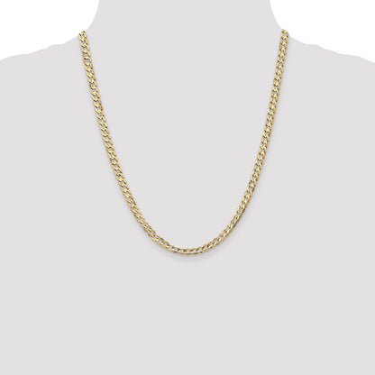 22 Inch 14K Yellow Gold 4.5mm Open Concave Curb Chain Necklace
