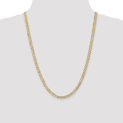 24 Inch 14K Yellow Gold 4.5mm Open Concave Curb Chain Necklace