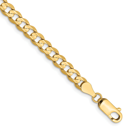 8 Inch 14K Yellow Gold 4.5mm Open Concave Curb Chain Bracelet