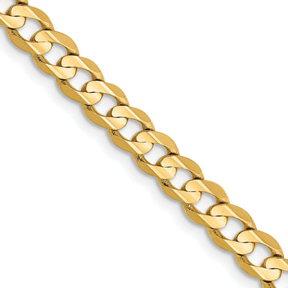 24 Inch 14K Yellow Gold 4.5mm Open Concave Curb Chain Necklace
