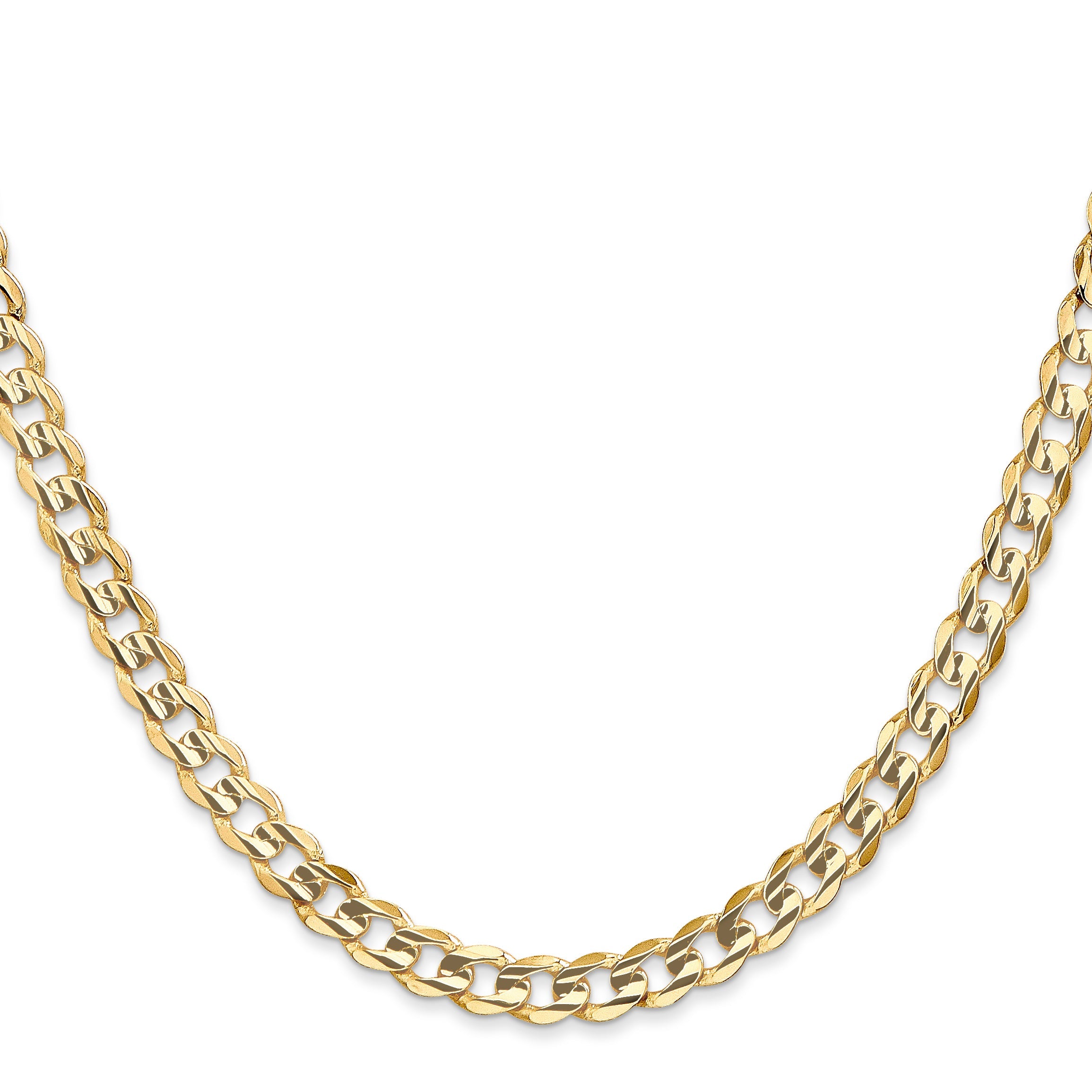 24 Inch 14K Yellow Gold 5.25mm Open Concave Curb Chain Necklace