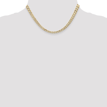 16 Inch 14K Yellow Gold 5.25mm Open Concave Curb Chain Necklace