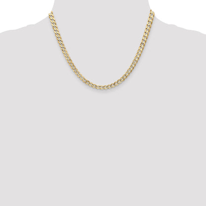 18 Inch 14K Yellow Gold 5.25mm Open Concave Curb Chain Necklace