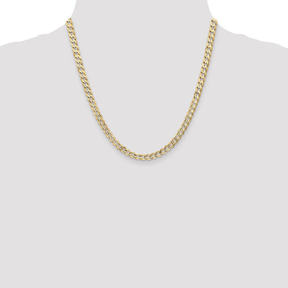 2 Inch 14K Yellow Gold 5.25mm Open Concave Curb Chain Necklace