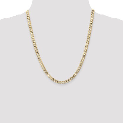 22 Inch 14K Yellow Gold 5.25mm Open Concave Curb Chain Necklace