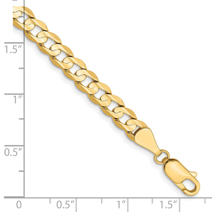 7 Inch 14K Yellow Gold 5.25mm Open Concave Curb Chain Bracelet