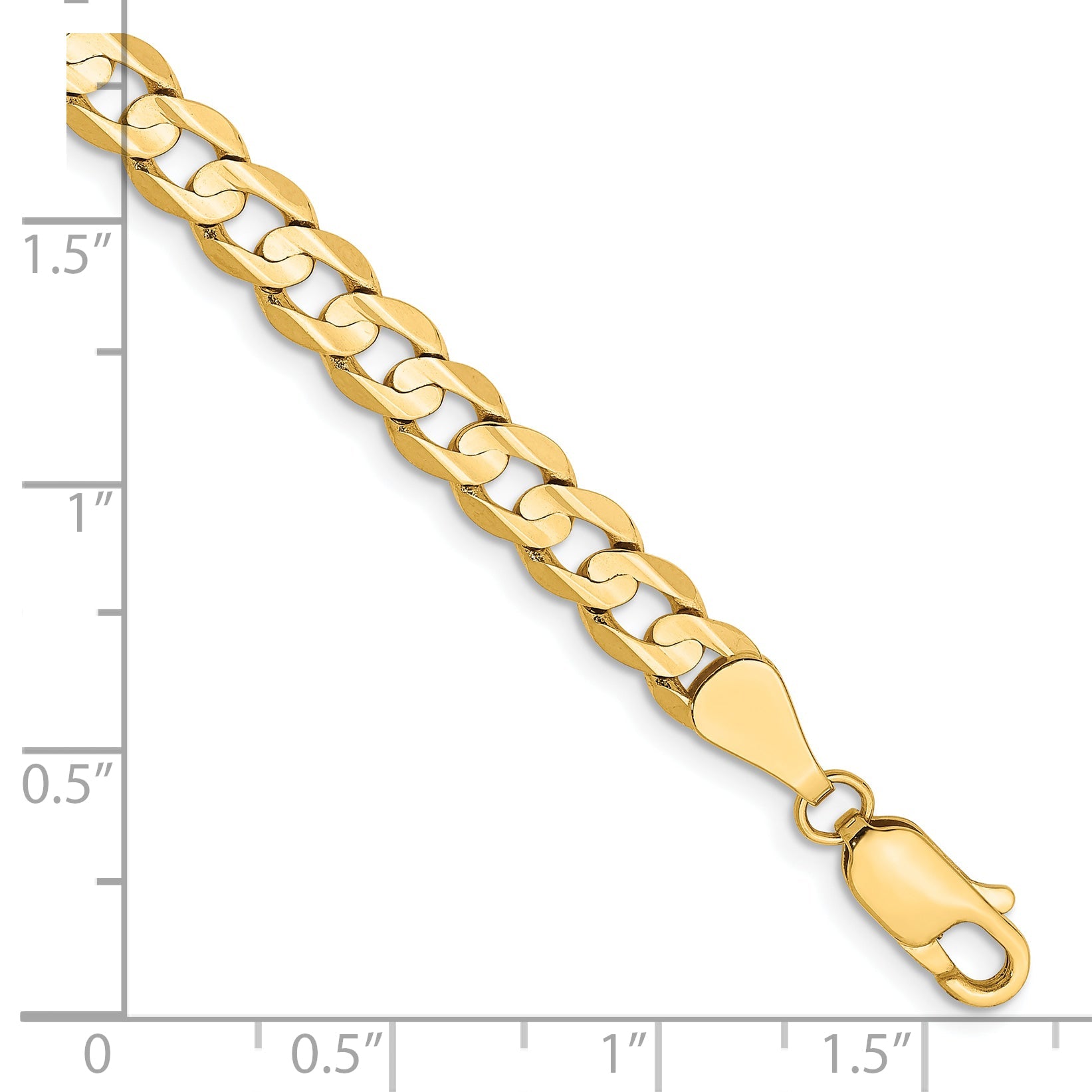 8 Inch 14K Yellow Gold 5.25mm Open Concave Curb Chain Bracelet