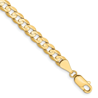 7 Inch 14K Yellow Gold 5.25mm Open Concave Curb Chain Bracelet