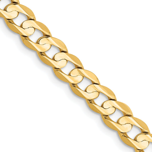 2 Inch 14K Yellow Gold 5.25mm Open Concave Curb Chain Necklace
