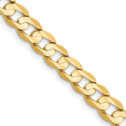 24 Inch 14K Yellow Gold 5.25mm Open Concave Curb Chain Necklace