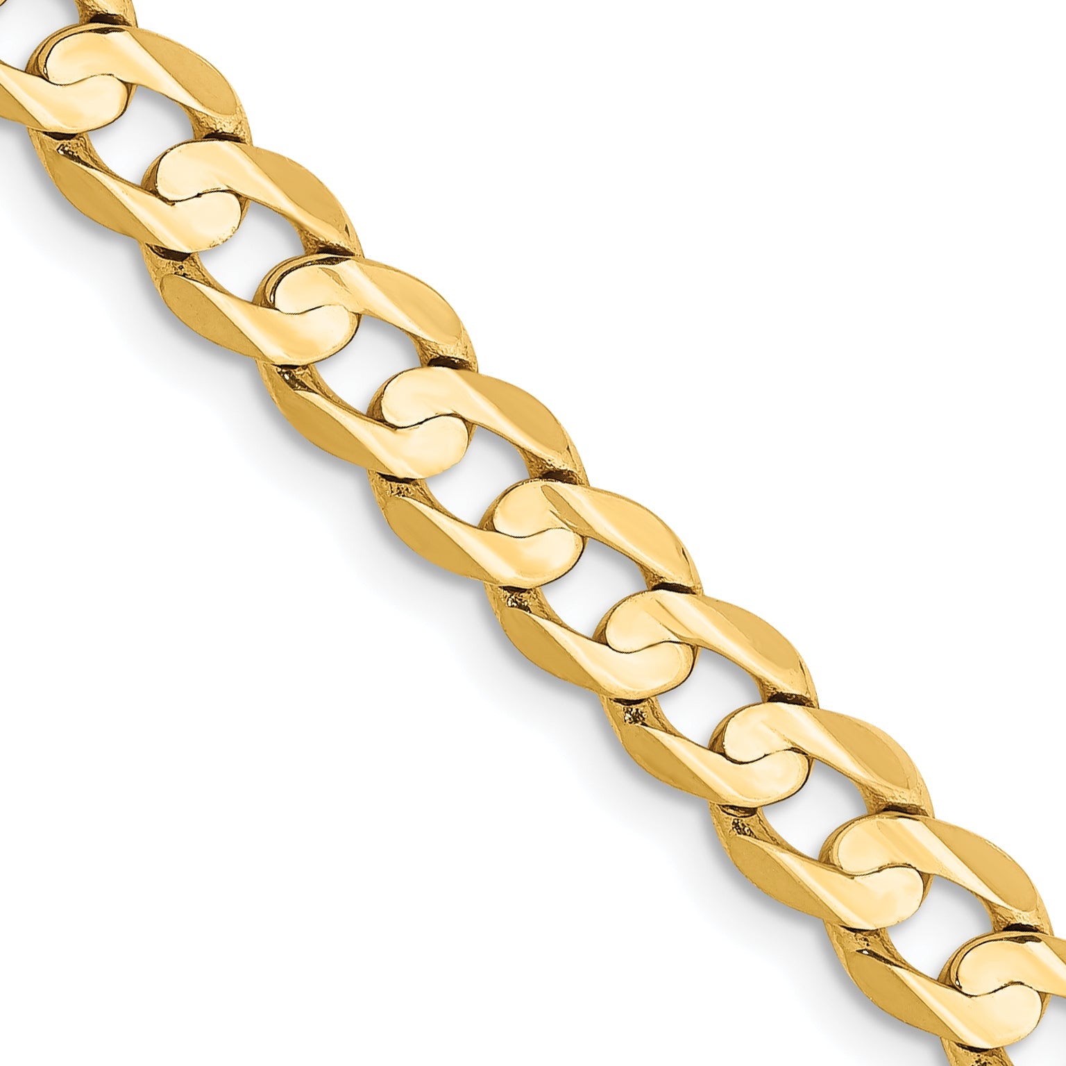 18 Inch 14K Yellow Gold 5.25mm Open Concave Curb Chain Necklace