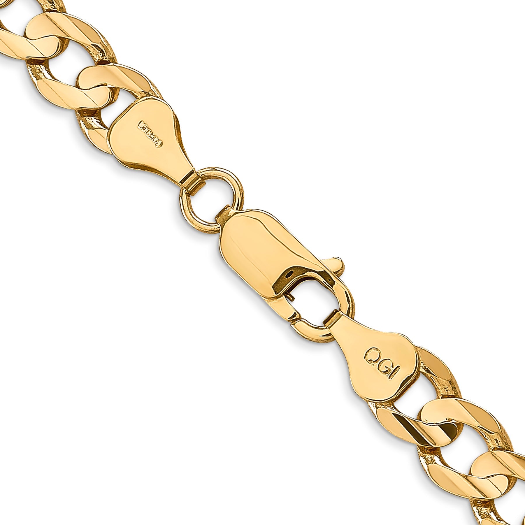 24 Inch 14K Yellow Gold 6.75mm Open Concave Curb Chain Necklace