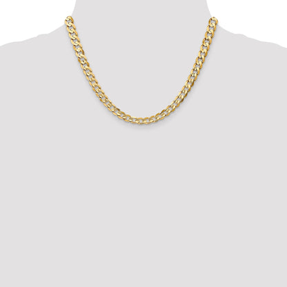 18 Inch 14K Yellow Gold 6.75mm Open Concave Curb Chain Necklace