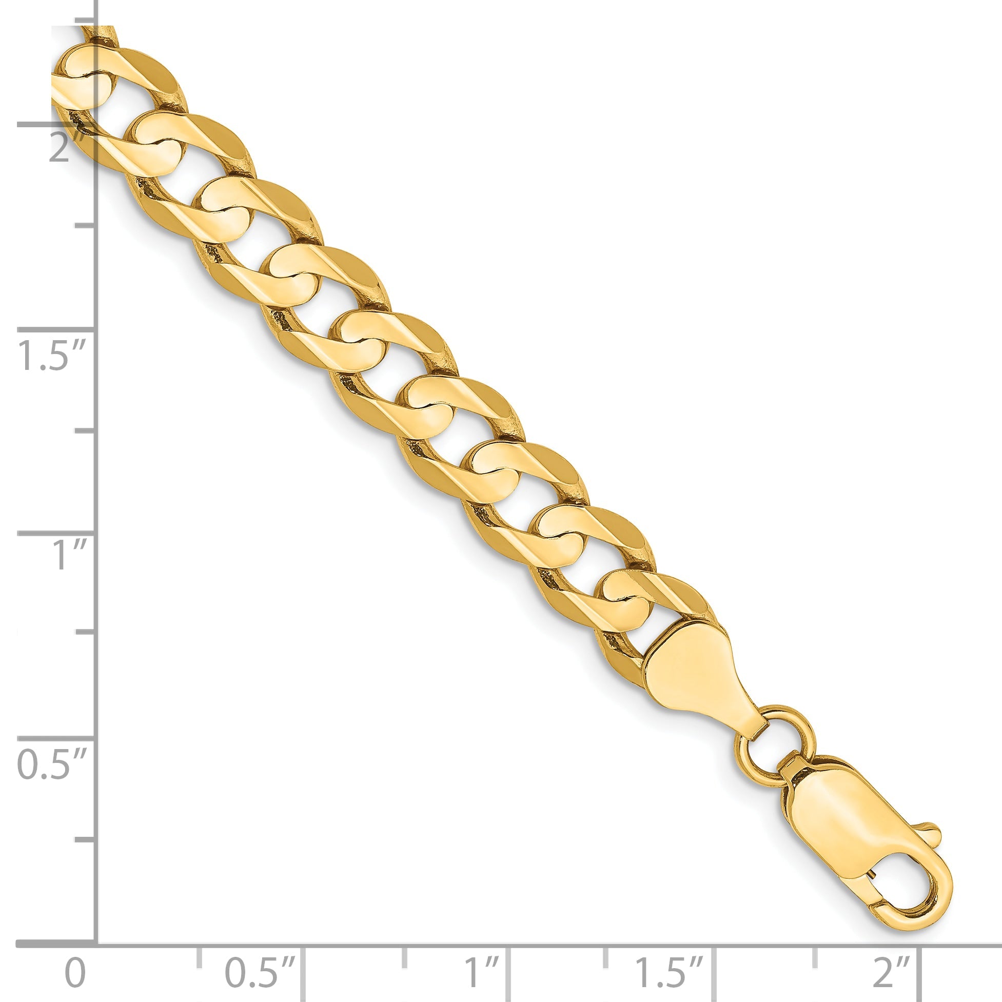 8 Inch 14K Yellow Gold 6.75mm Open Concave Curb Chain Bracelet