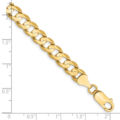 8 Inch 14K Yellow Gold 6.75mm Open Concave Curb Chain Bracelet