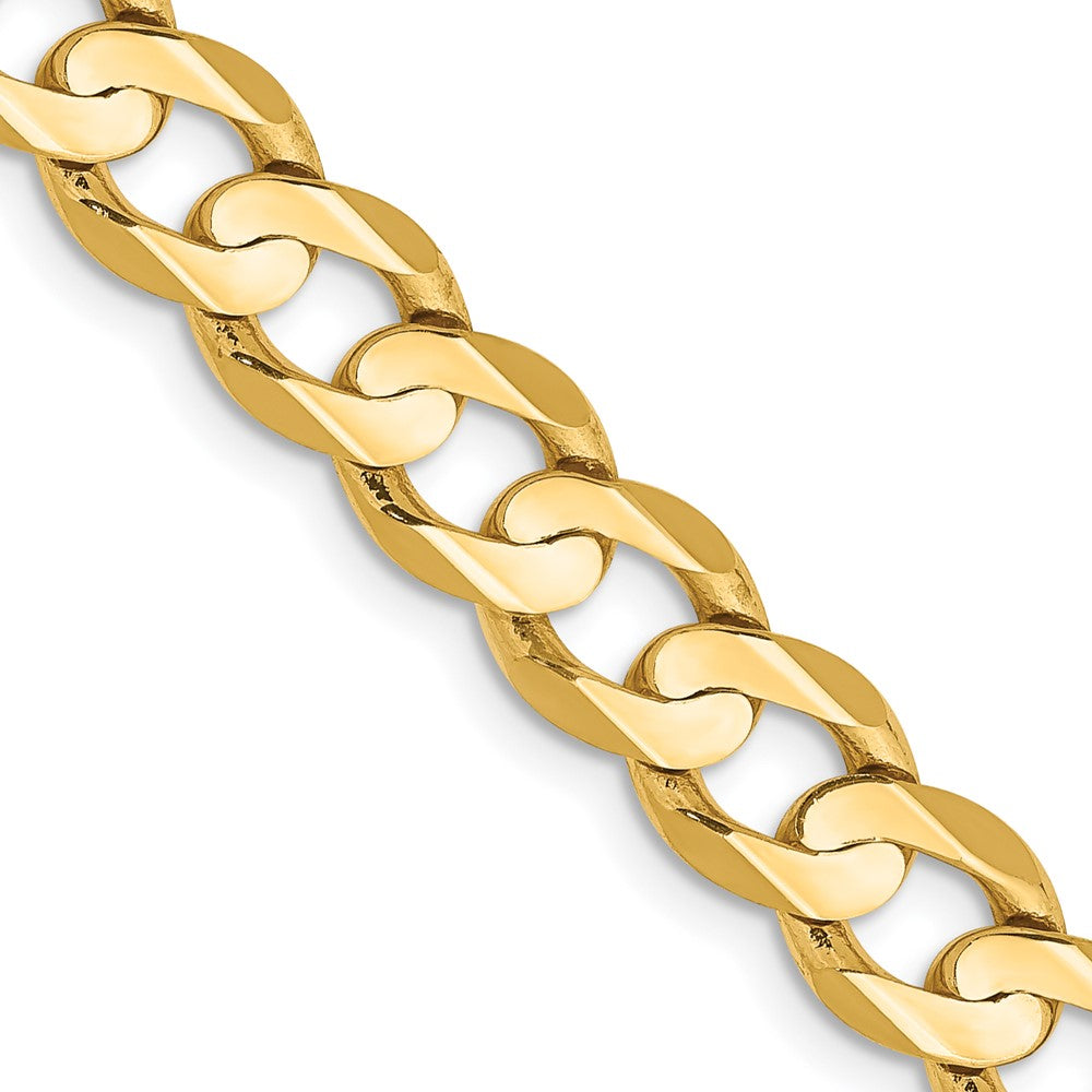 22 Inch 14K Yellow Gold 6.75mm Open Concave Curb Chain Necklace