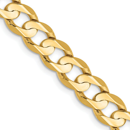 2 Inch 14K Yellow Gold 6.75mm Open Concave Curb Chain Necklace