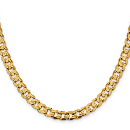 2 Inch 14K Yellow Gold 7.5mm Open Concave Curb Chain Necklace