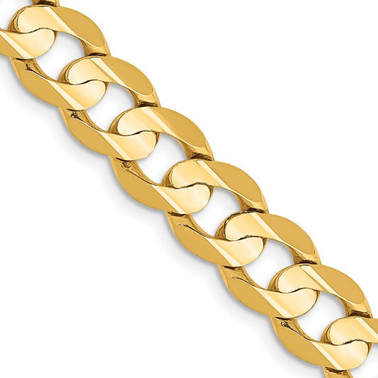 24 Inch 14K Yellow Gold 7.5mm Open Concave Curb Chain Necklace