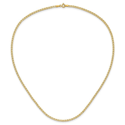 18 Inch 14K Yellow Gold 2.4mm Semi Solid Anchor Chain Necklace