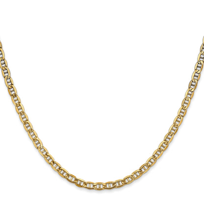 16 Inch 14K Yellow Gold 3.2mm Semi Solid Anchor Chain Necklace