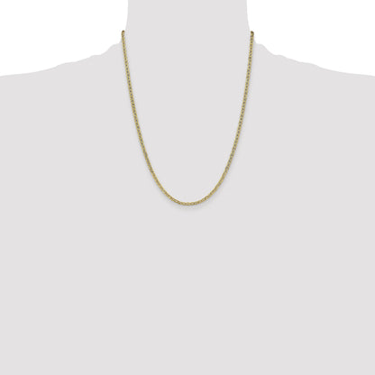 22 Inch 14K Yellow Gold 3.2mm Semi Solid Anchor Chain Necklace