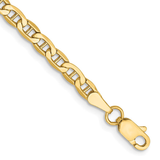 8 Inch 14K Yellow Gold 3.2mm Semi Solid Anchor Chain Bracelet