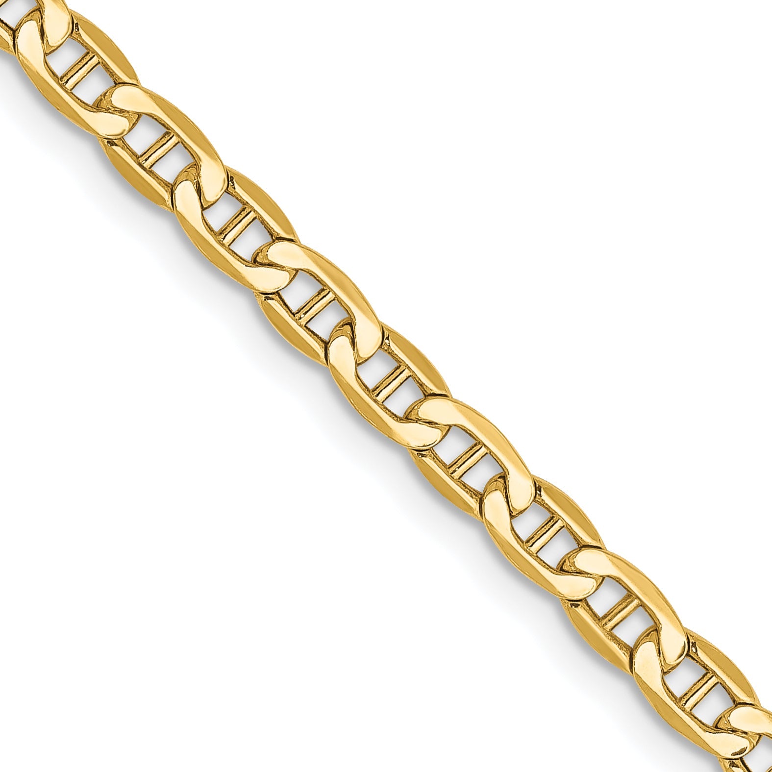 16 Inch 14K Yellow Gold 3.2mm Semi Solid Anchor Chain Necklace
