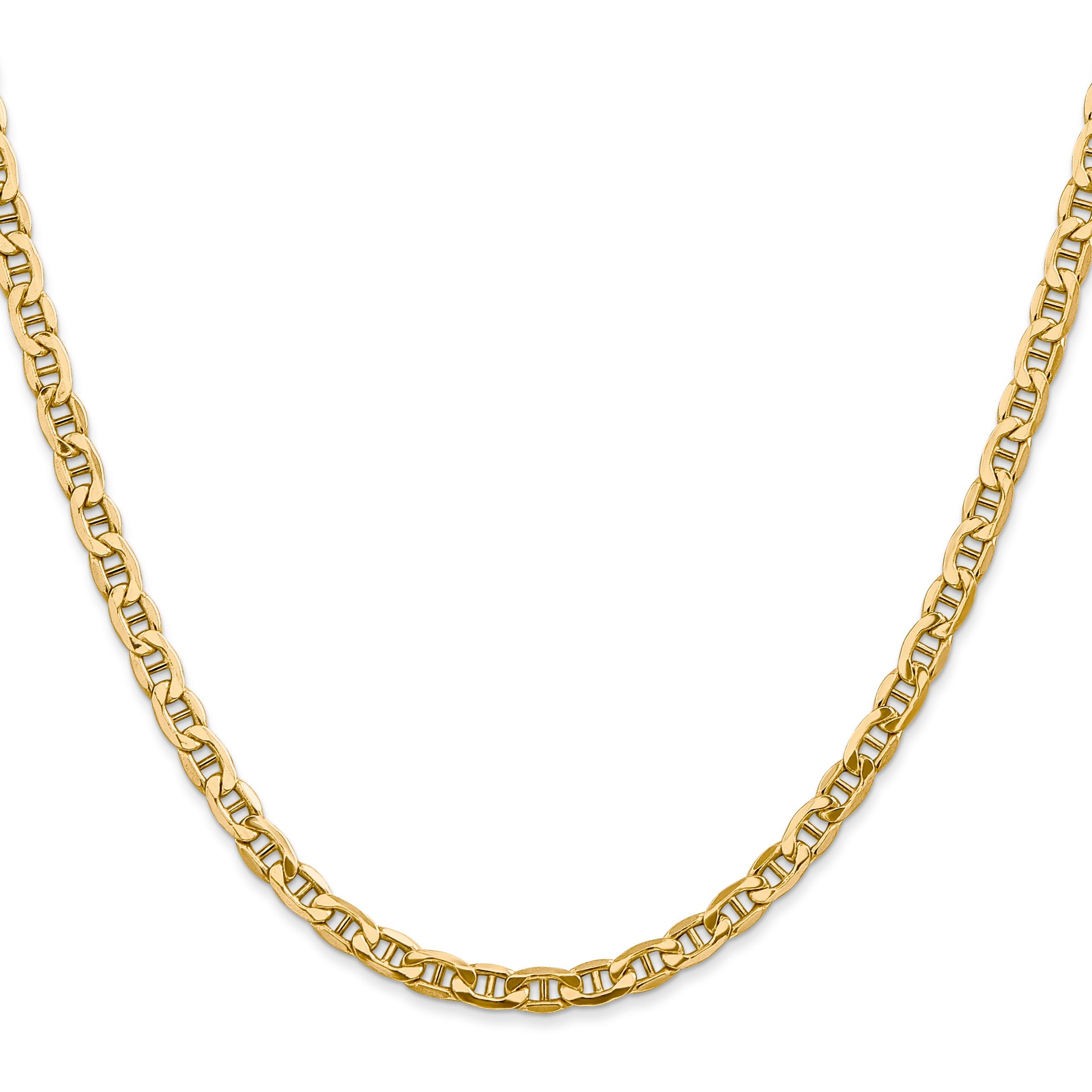 18 Inch 14K Yellow Gold 4mm Semi Solid Anchor Chain Necklace