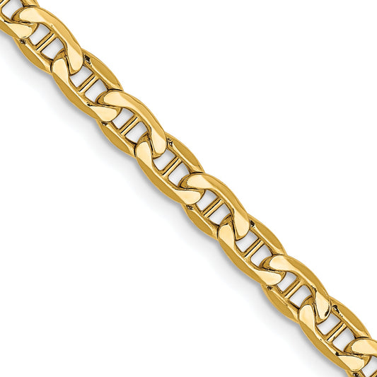 18 Inch 14K Yellow Gold 4mm Semi Solid Anchor Chain Necklace