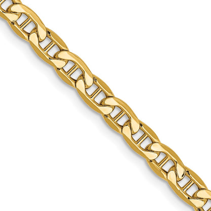 16 Inch 14K Yellow Gold 4mm Semi Solid Anchor Chain Necklace