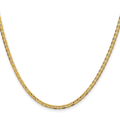 24 Inch 14K Yellow Gold 2.4mm Concave Anchor Chain Necklace