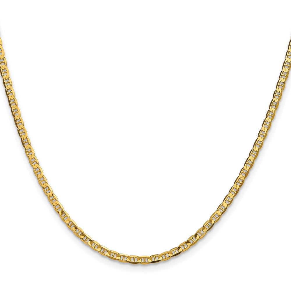 2 Inch 14K Yellow Gold 2.4mm Concave Anchor Chain Necklace