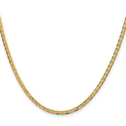 2 Inch 14K Yellow Gold 2.4mm Concave Anchor Chain Necklace