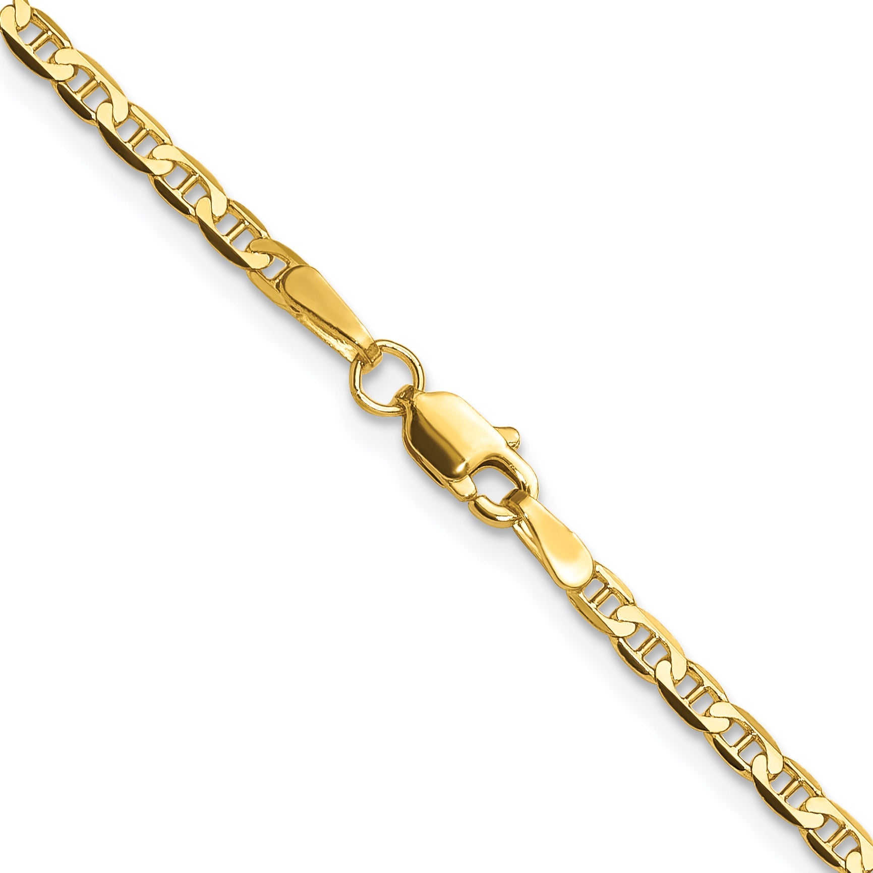 18 Inch 14K Yellow Gold 2.4mm Concave Anchor Chain Necklace