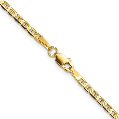 24 Inch 14K Yellow Gold 2.4mm Concave Anchor Chain Necklace