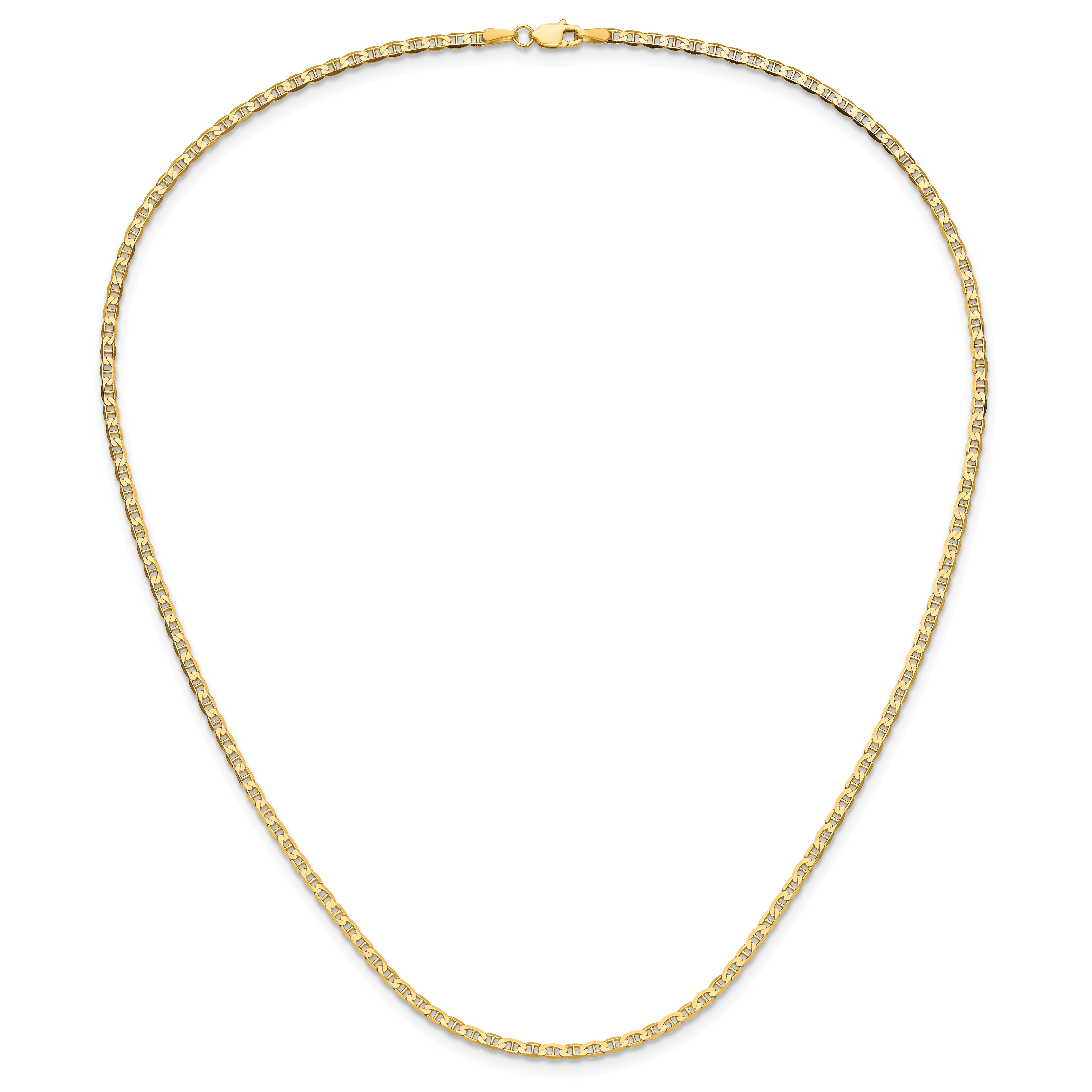 18 Inch 14K Yellow Gold 2.4mm Concave Anchor Chain Necklace