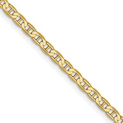 18 Inch 14K Yellow Gold 2.4mm Concave Anchor Chain Necklace